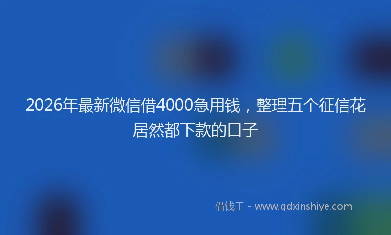 2026年最新微信借4000急用钱，整理五个征信花居然都下款的口子