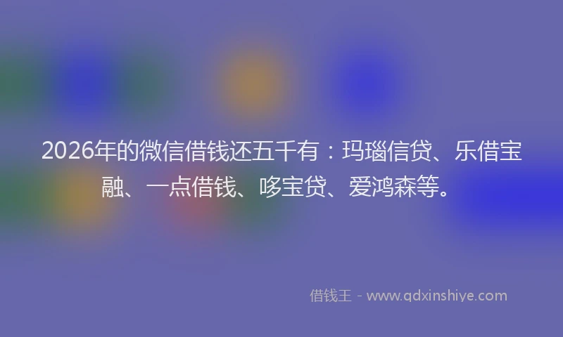 2026年的微信借钱还五千有：玛瑙信贷、乐借宝融、一点借钱、哆宝贷、爱鸿森等。