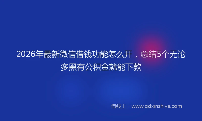 2026年最新微信借钱功能怎么开，总结5个无论多黑有公积金就能下款