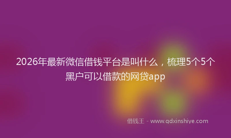 2026年最新微信借钱平台是叫什么，梳理5个5个黑户可以借款的网贷app