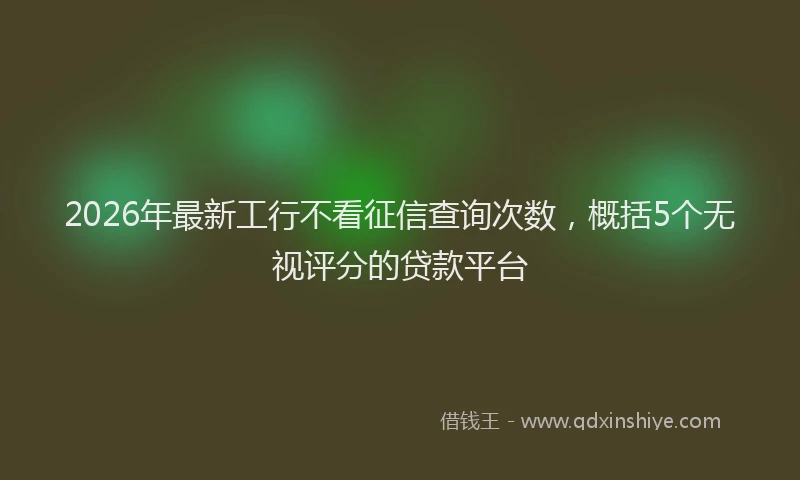 2026年最新工行不看征信查询次数，概括5个无视评分的贷款平台