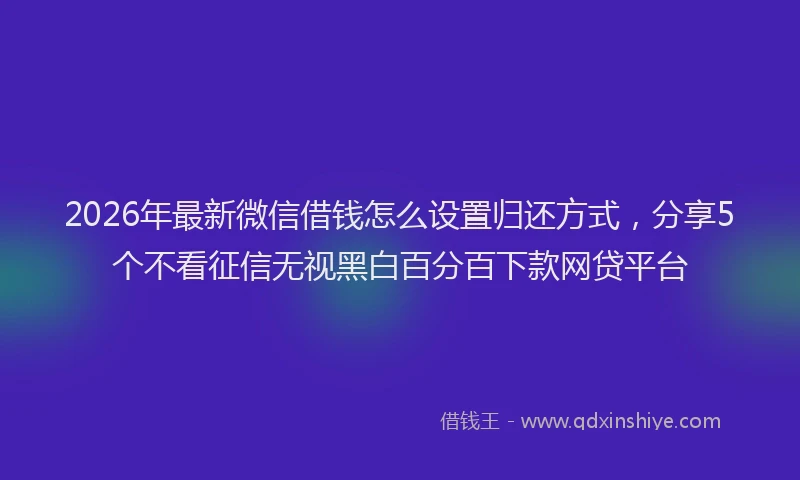 2026年最新微信借钱怎么设置归还方式，分享5个不看征信无视黑白百分百下款网贷平台