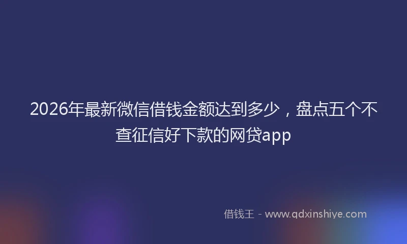 2026年最新微信借钱金额达到多少，盘点五个不查征信好下款的网贷app