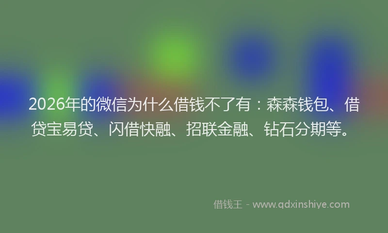 2026年的微信为什么借钱不了有：森森钱包、借贷宝易贷、闪借快融、招联金融、钻石分期等。