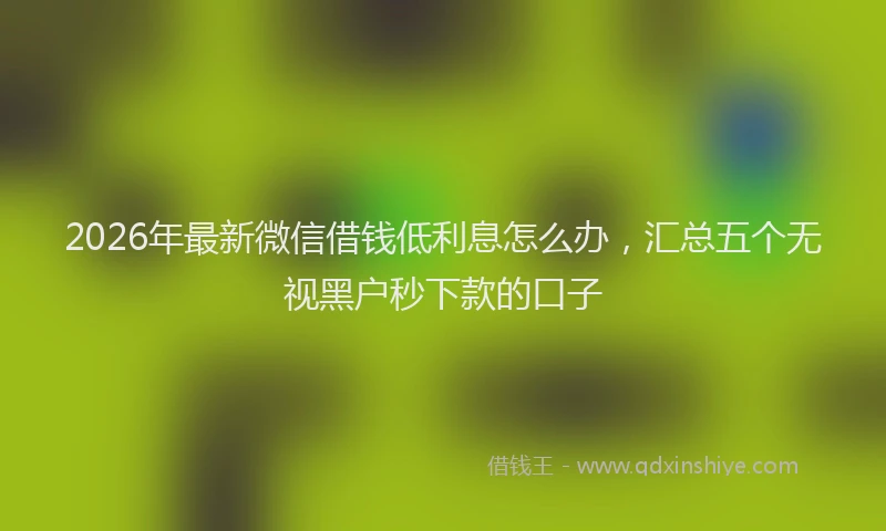 2026年最新微信借钱低利息怎么办，汇总五个无视黑户秒下款的口子
