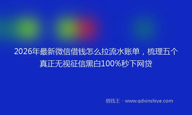 2026年最新微信借钱怎么拉流水账单，梳理五个真正无视征信黑白100%秒下网贷