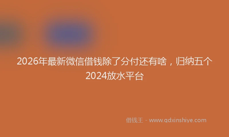 2026年最新微信借钱除了分付还有啥，归纳五个2024放水平台