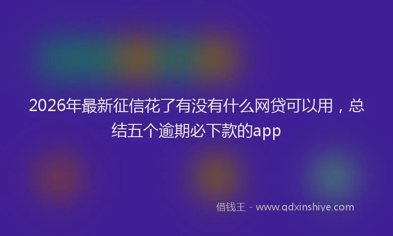 2026年最新征信花了有没有什么网贷可以用，总结五个逾期必下款的app