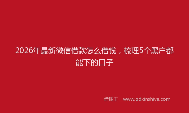 2026年最新微信借款怎么借钱，梳理5个黑户都能下的口子