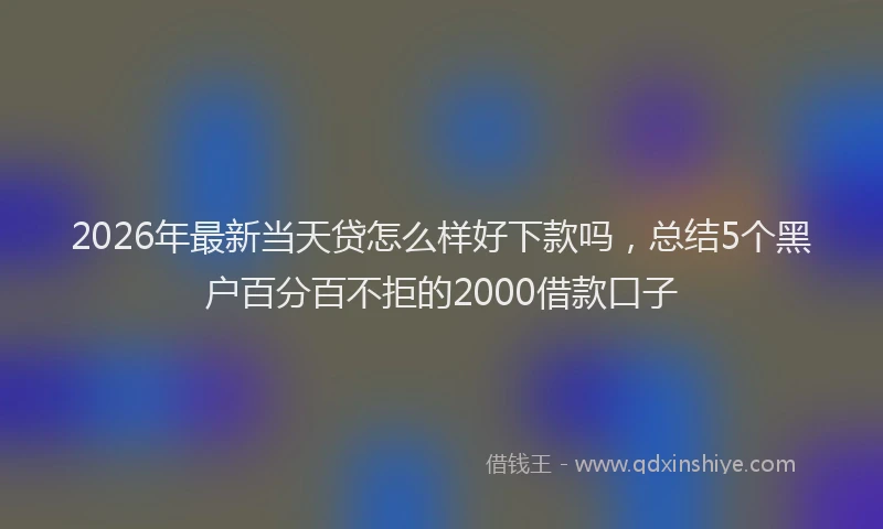 2026年最新当天贷怎么样好下款吗，总结5个黑户百分百不拒的2000借款口子