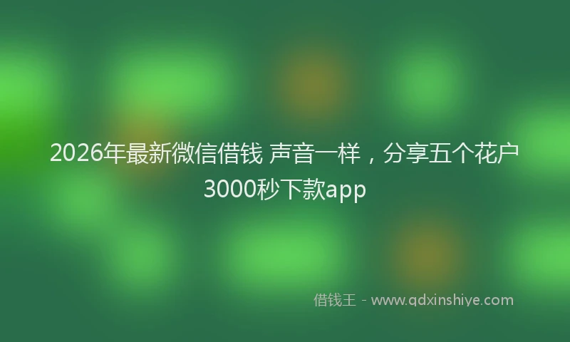 2026年最新微信借钱 声音一样，分享五个花户3000秒下款app