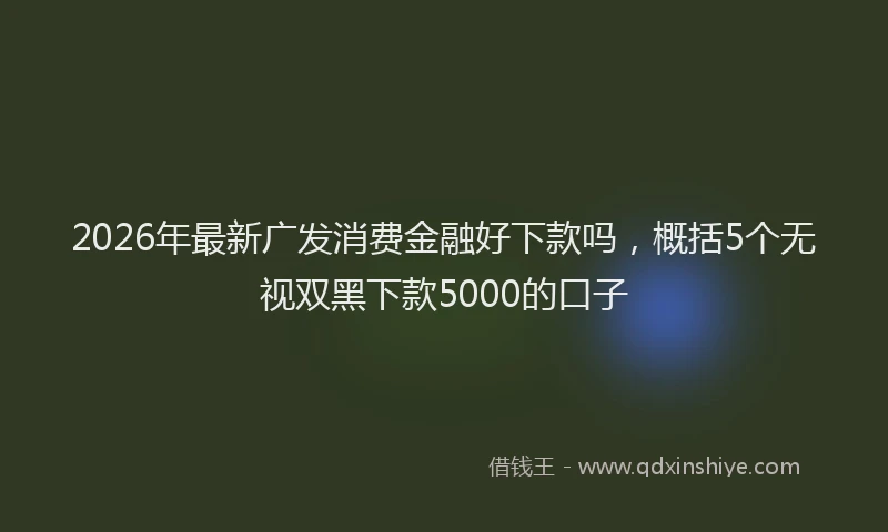 2026年最新广发消费金融好下款吗，概括5个无视双黑下款5000的口子