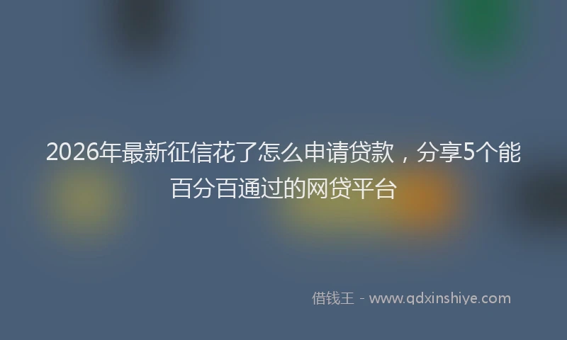 2026年最新征信花了怎么申请贷款，分享5个能百分百通过的网贷平台