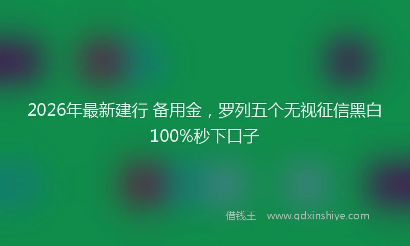 2026年最新建行 备用金，罗列五个无视征信黑白100%秒下口子