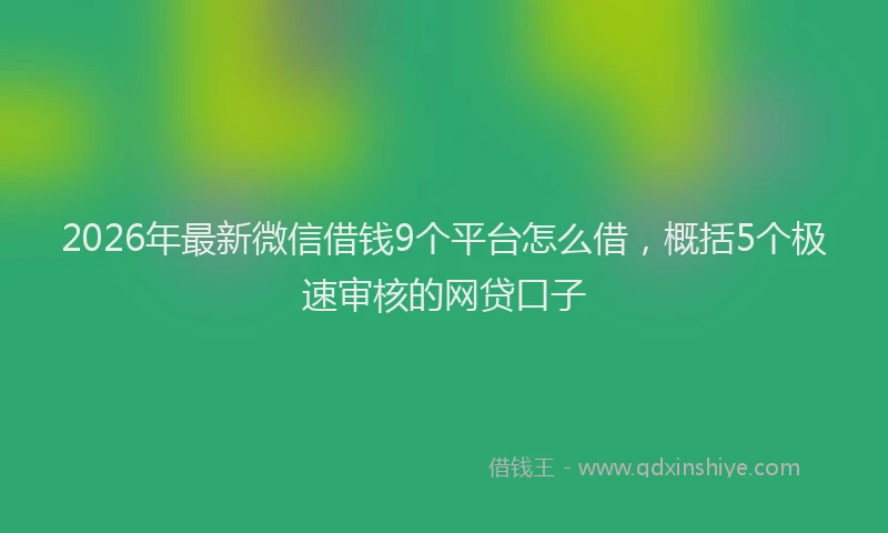 2026年最新微信借钱9个平台怎么借，概括5个极速审核的网贷口子