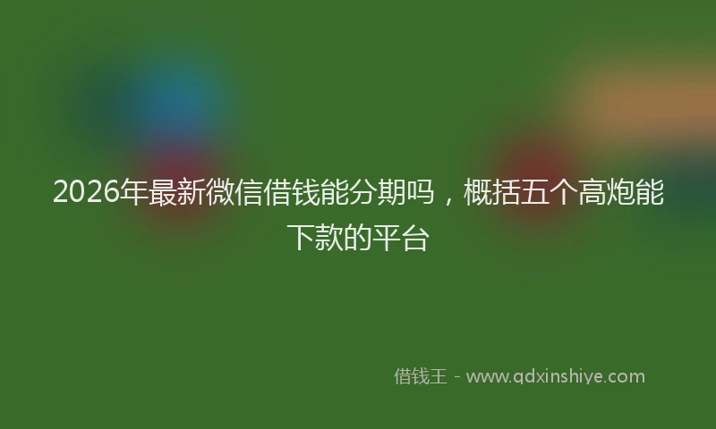 2026年最新微信借钱能分期吗，概括五个高炮能下款的平台