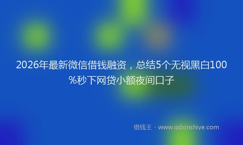 2026年最新微信借钱融资，总结5个无视黑白100%秒下网贷小额夜间口子