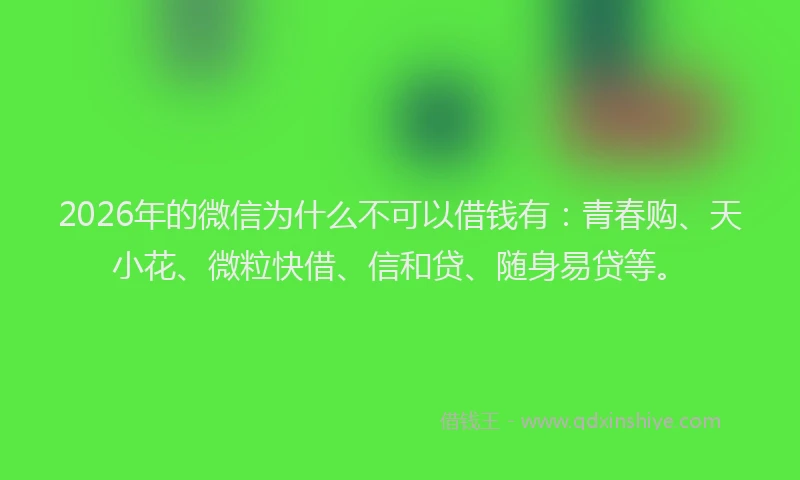 2026年的微信为什么不可以借钱有：青春购、天小花、微粒快借、信和贷、随身易贷等。