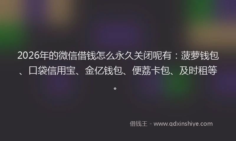 2026年的微信借钱怎么永久关闭呢有：菠萝钱包、口袋信用宝、金亿钱包、便荔卡包、及时租等。