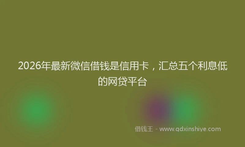 2026年最新微信借钱是信用卡，汇总五个利息低的网贷平台