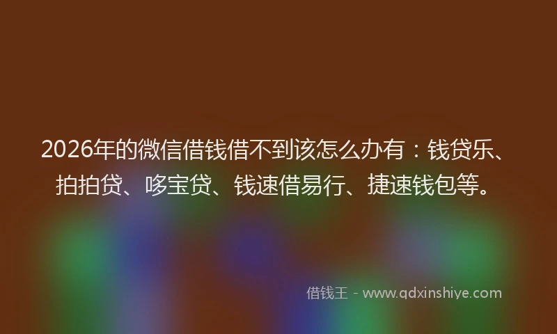 2026年的微信借钱借不到该怎么办有：钱贷乐、拍拍贷、哆宝贷、钱速借易行、捷速钱包等。