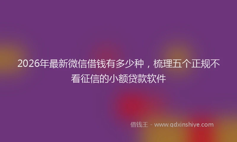 2026年最新微信借钱有多少种，梳理五个正规不看征信的小额贷款软件