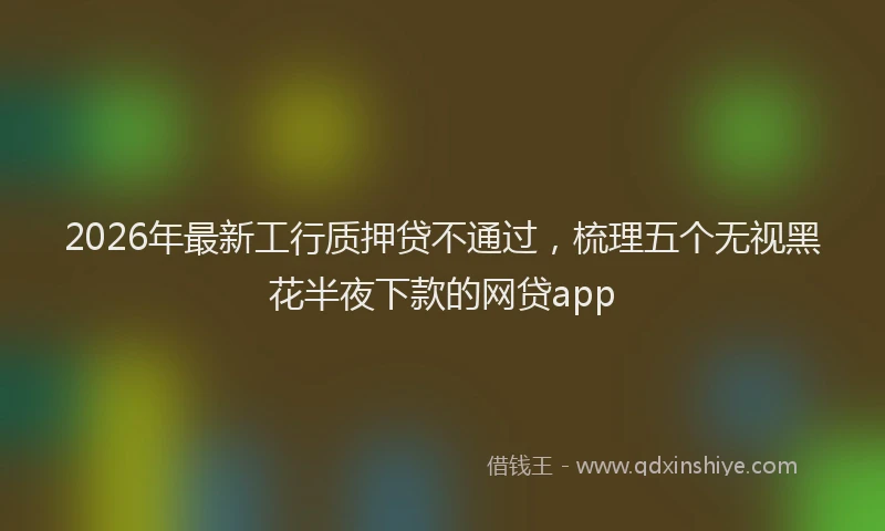 2026年最新工行质押贷不通过，梳理五个无视黑花半夜下款的网贷app