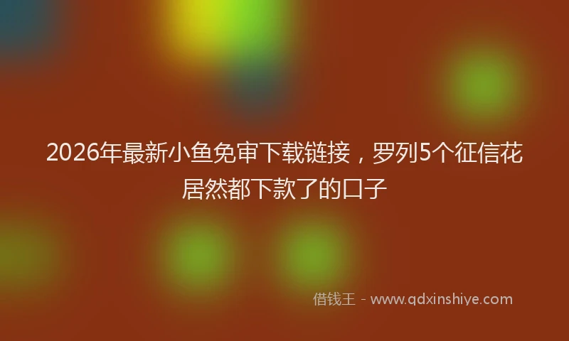 2026年最新小鱼免审下载链接，罗列5个征信花居然都下款了的口子