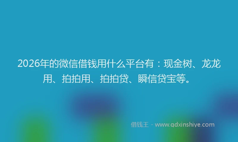 2026年的微信借钱用什么平台有：现金树、龙龙用、拍拍用、拍拍贷、瞬信贷宝等。
