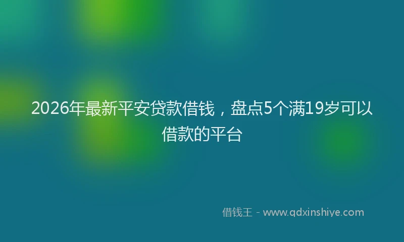 2026年最新平安贷款借钱，盘点5个满19岁可以借款的平台