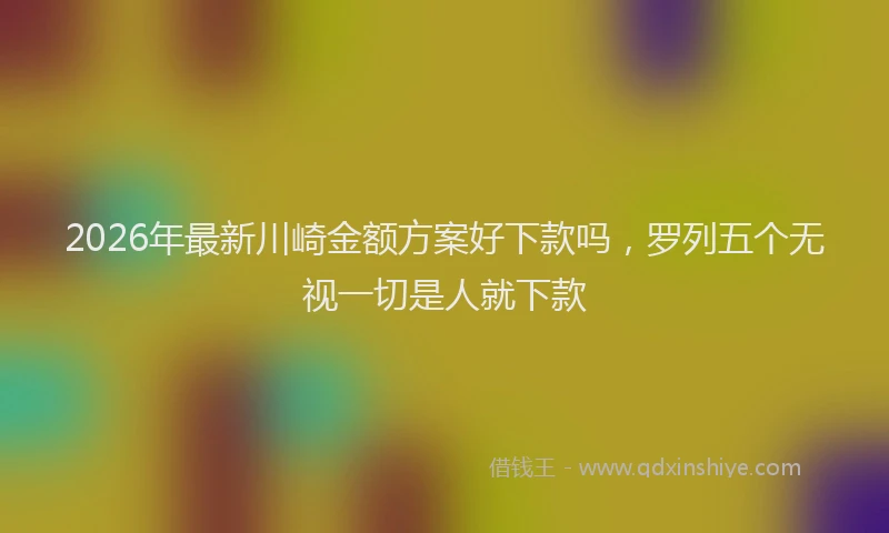 2026年最新川崎金额方案好下款吗，罗列五个无视一切是人就下款