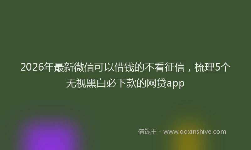 2026年最新微信可以借钱的不看征信，梳理5个无视黑白必下款的网贷app