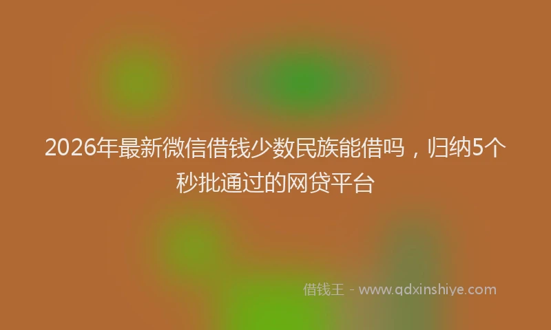 2026年最新微信借钱少数民族能借吗，归纳5个秒批通过的网贷平台