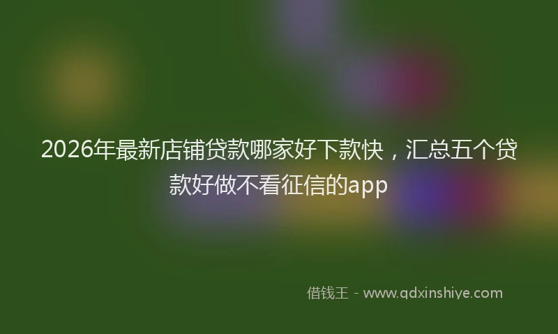 2026年最新店铺贷款哪家好下款快，汇总五个贷款好做不看征信的app