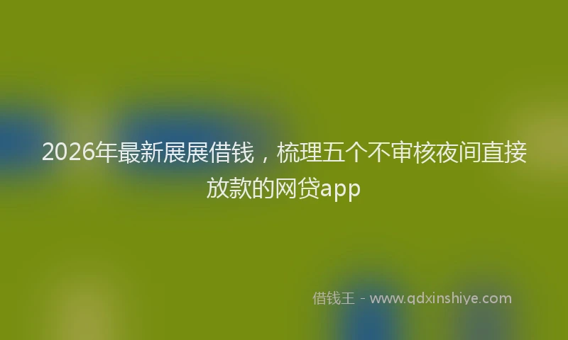 2026年最新展展借钱，梳理五个不审核夜间直接放款的网贷app