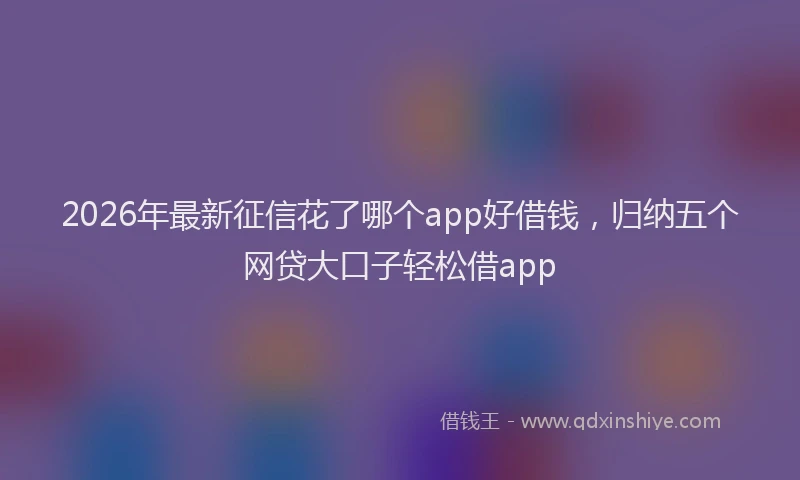 2026年最新征信花了哪个app好借钱，归纳五个网贷大口子轻松借app