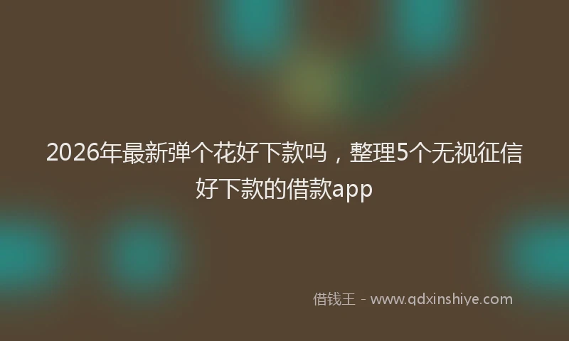 2026年最新弹个花好下款吗，整理5个无视征信好下款的借款app