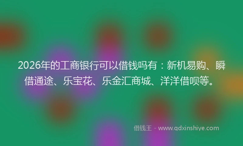 2026年的工商银行可以借钱吗有：新机易购、瞬借通途、乐宝花、乐金汇商城、洋洋借呗等。