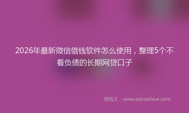 2026年最新微信借钱软件怎么使用，整理5个不看负债的长期网贷口子