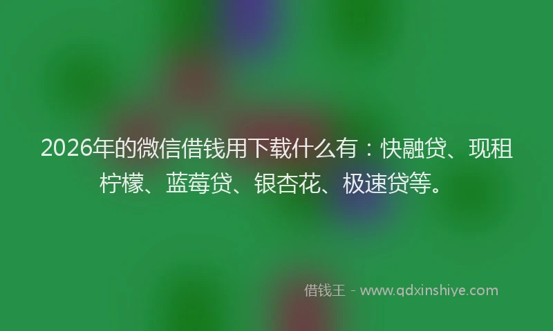 2026年的微信借钱用下载什么有：快融贷、现租柠檬、蓝莓贷、银杏花、极速贷等。