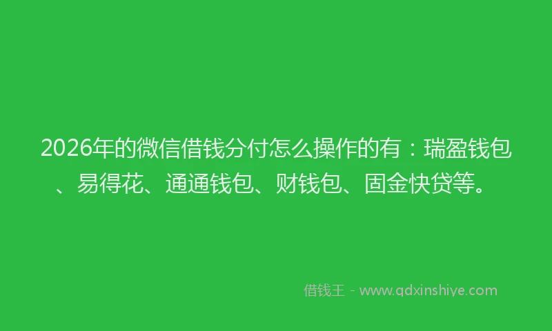 2026年的微信借钱分付怎么操作的有：瑞盈钱包、易得花、通通钱包、财钱包、固金快贷等。