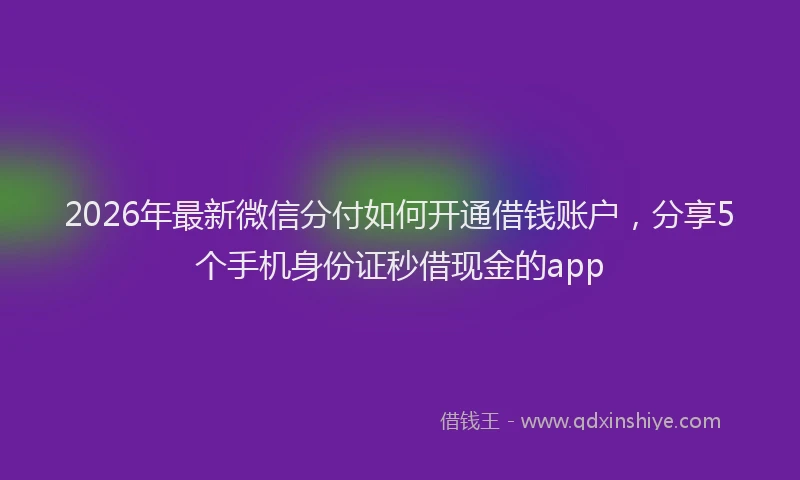 2026年最新微信分付如何开通借钱账户，分享5个手机身份证秒借现金的app