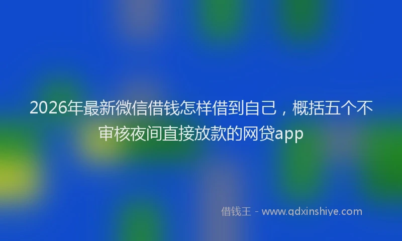 2026年最新微信借钱怎样借到自己，概括五个不审核夜间直接放款的网贷app