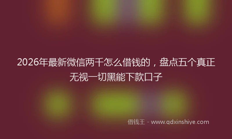 2026年最新微信两千怎么借钱的，盘点五个真正无视一切黑能下款口子