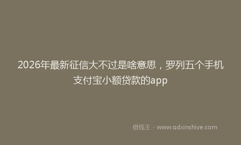 2026年最新征信大不过是啥意思，罗列五个手机支付宝小额贷款的app