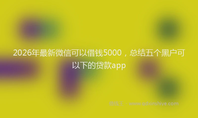 2026年最新微信可以借钱5000，总结五个黑户可以下的贷款app