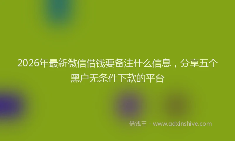 2026年最新微信借钱要备注什么信息，分享五个黑户无条件下款的平台