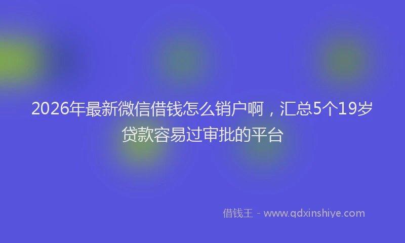 2026年最新微信借钱怎么销户啊，汇总5个19岁贷款容易过审批的平台