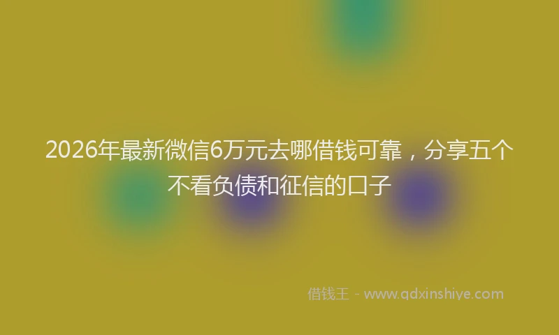 2026年最新微信6万元去哪借钱可靠，分享五个不看负债和征信的口子