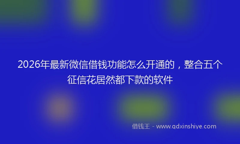 2026年最新微信借钱功能怎么开通的，整合五个征信花居然都下款的软件